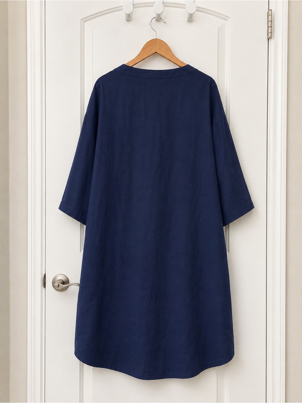 Ilona Pelli Linen Lagenlook Dress Medium Navy Blue High Low Avant Garde - Picture 3 of 5